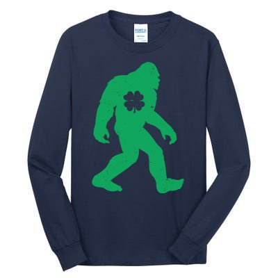 St Patricks Day Lucky Shamrock Clover Big Foot Sasquatch Yeti Tall Long Sleeve T-Shirt