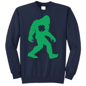 St Patricks Day Lucky Shamrock Clover Big Foot Sasquatch Yeti Tall Sweatshirt