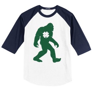 St Patricks Day Lucky Shamrock Clover Big Foot Sasquatch Yeti Baseball Sleeve Shirt