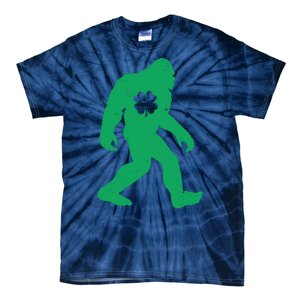 St Patricks Day Lucky Shamrock Clover Big Foot Sasquatch Yeti Tie-Dye T-Shirt