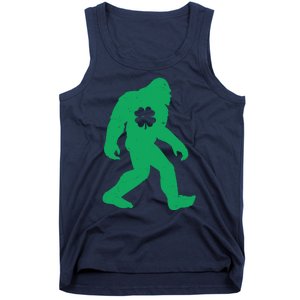 St Patricks Day Lucky Shamrock Clover Big Foot Sasquatch Yeti Tank Top