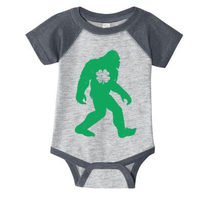 St Patricks Day Lucky Shamrock Clover Big Foot Sasquatch Yeti Infant Baby Jersey Bodysuit