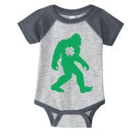 St Patricks Day Lucky Shamrock Clover Big Foot Sasquatch Yeti Infant Baby Jersey Bodysuit