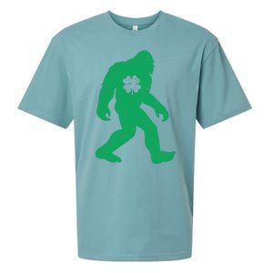 St Patricks Day Lucky Shamrock Clover Big Foot Sasquatch Yeti Sueded Cloud Jersey T-Shirt