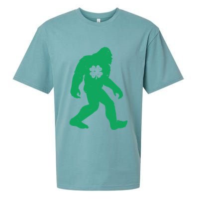 St Patricks Day Lucky Shamrock Clover Big Foot Sasquatch Yeti Sueded Cloud Jersey T-Shirt