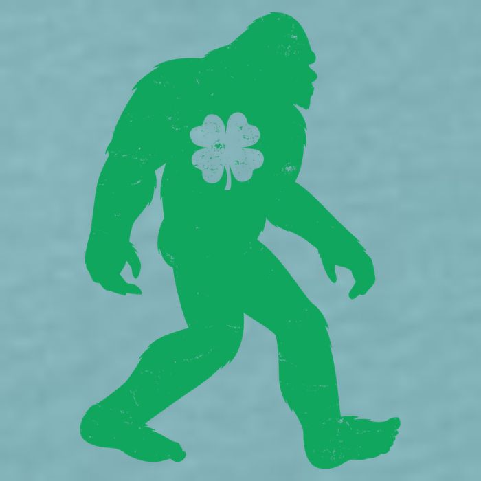 St Patricks Day Lucky Shamrock Clover Big Foot Sasquatch Yeti Sueded Cloud Jersey T-Shirt