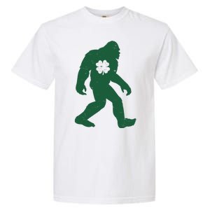 St Patricks Day Lucky Shamrock Clover Big Foot Sasquatch Yeti Garment-Dyed Heavyweight T-Shirt