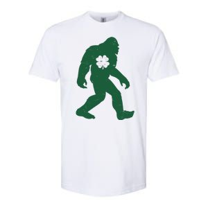 St Patricks Day Lucky Shamrock Clover Big Foot Sasquatch Yeti Softstyle CVC T-Shirt