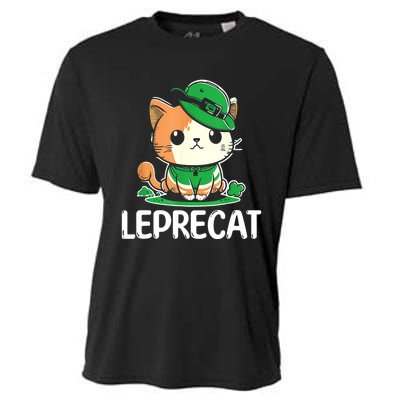 St Patricks Day Parade Leprecat Funny Irish Cat Cooling Performance Crew T-Shirt