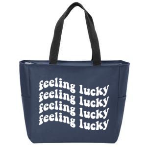 St. Patrick's Day Smiley Face Clover Feeling Lucky Zip Tote Bag