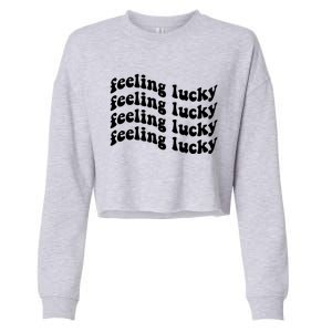 St. Patrick's Day Smiley Face Clover Feeling Lucky Cropped Pullover Crew