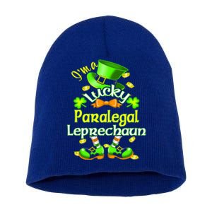 St Patrick's Day Paralegal Costume I'm A Lucky Leprechaun Gift Short Acrylic Beanie