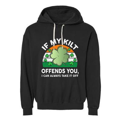 St Patricks Day Kilt Offend You Garment-Dyed Fleece Hoodie