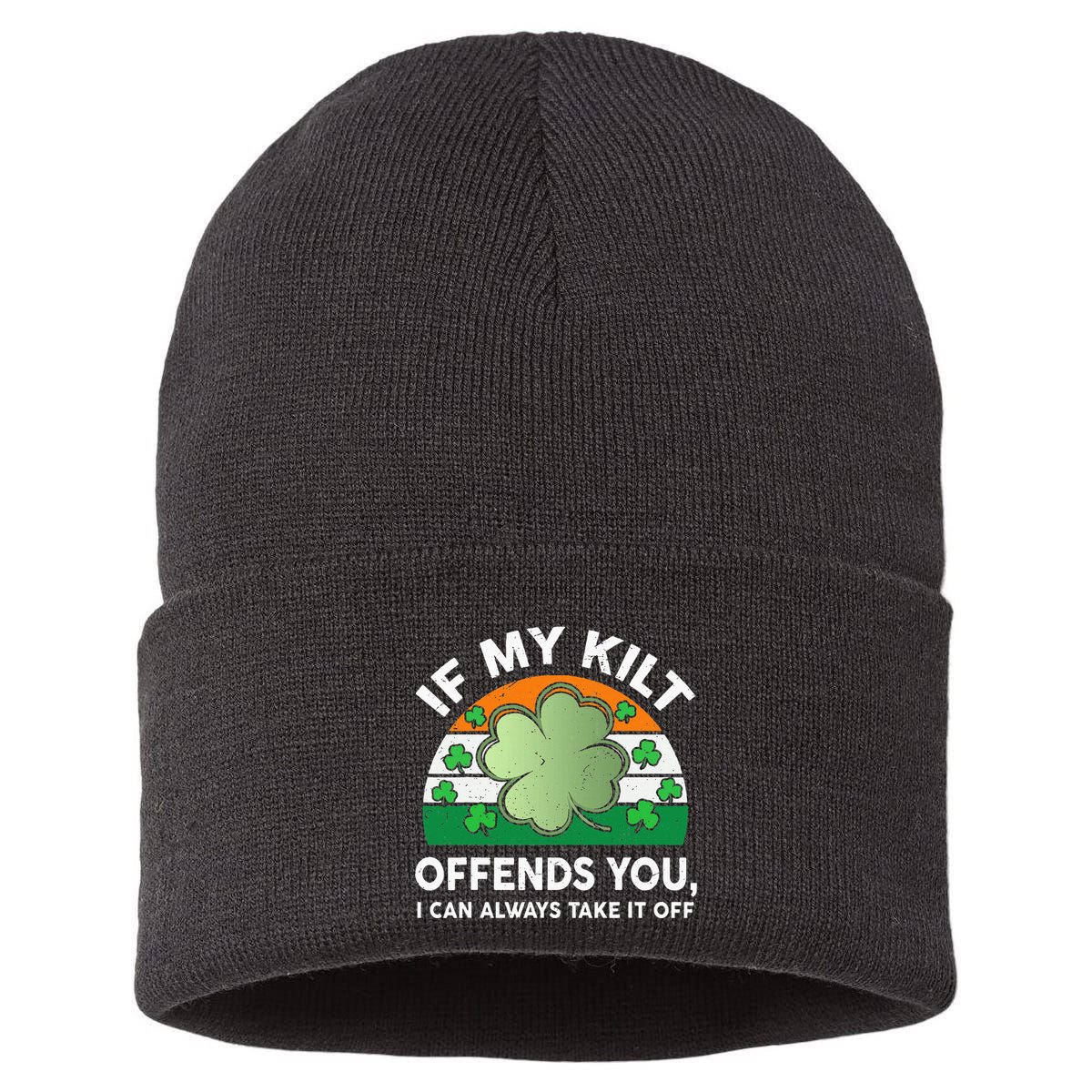 St Patricks Day Kilt Offend You Sustainable Knit Beanie