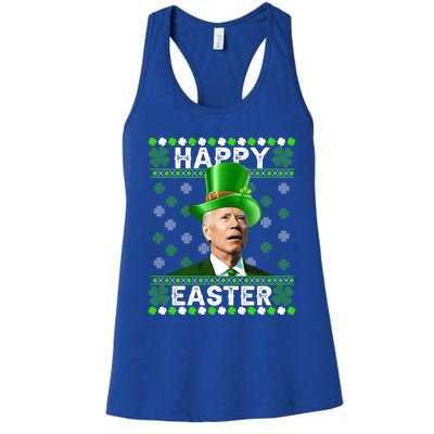 St Patricks Day Funny Joe Happy Easter Leprechaun Biden Gift Women's Racerback Tank