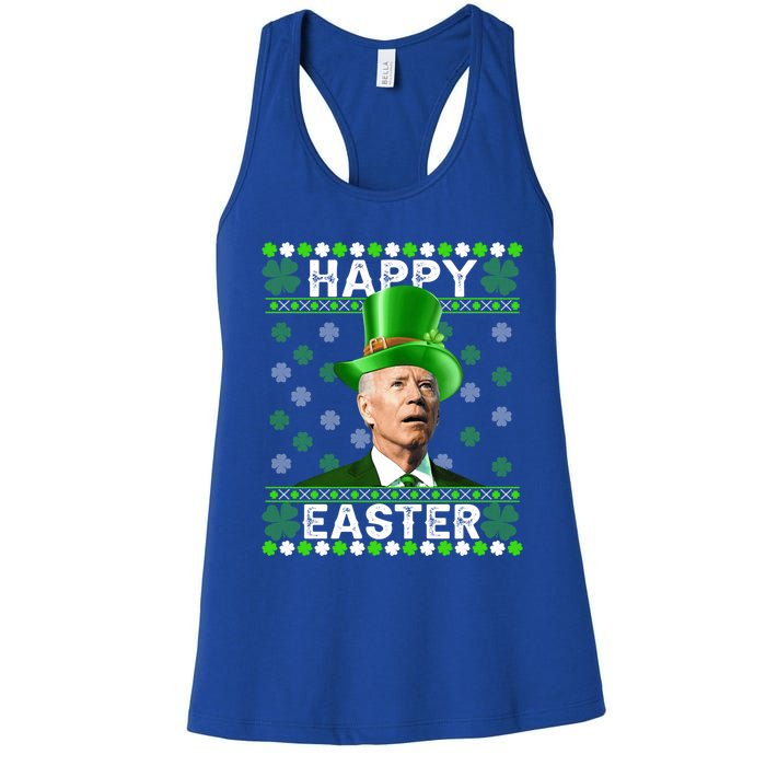 St Patricks Day Funny Joe Happy Easter Leprechaun Biden Gift Women's Racerback Tank