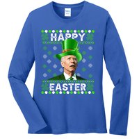 St Patricks Day Funny Joe Happy Easter Leprechaun Biden Gift Ladies Long Sleeve Shirt