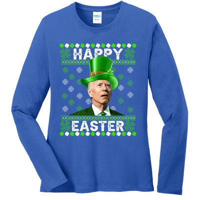 St Patricks Day Funny Joe Happy Easter Leprechaun Biden Gift Ladies Long Sleeve Shirt