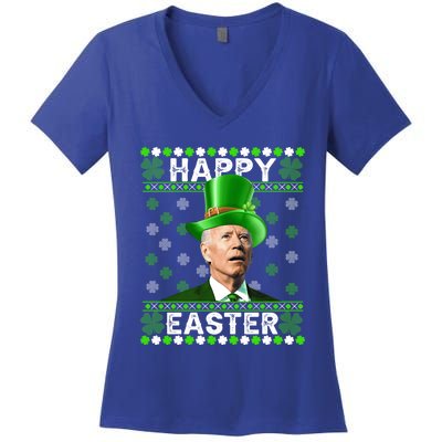 St Patricks Day Funny Joe Happy Easter Leprechaun Biden Gift Women's V-Neck T-Shirt