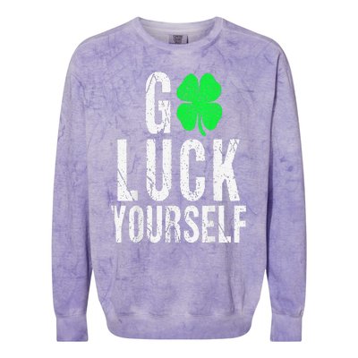 Saint Patrick's Day Good Luck Yourself Green Clover Colorblast Crewneck Sweatshirt