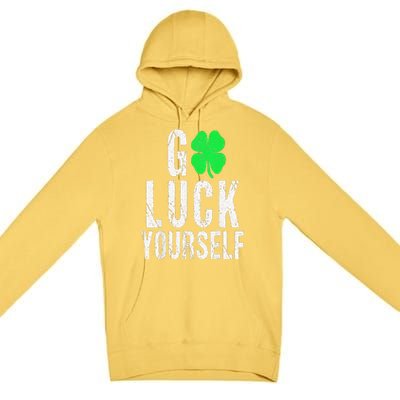 Saint Patrick's Day Good Luck Yourself Green Clover Premium Pullover Hoodie