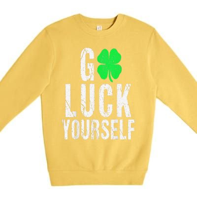 Saint Patrick's Day Good Luck Yourself Green Clover Premium Crewneck Sweatshirt