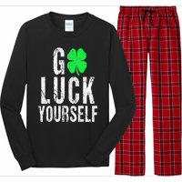 Saint Patrick's Day Good Luck Yourself Green Clover Long Sleeve Pajama Set