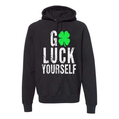 Saint Patrick's Day Good Luck Yourself Green Clover Premium Hoodie