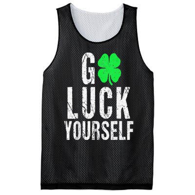 Saint Patrick's Day Good Luck Yourself Green Clover Mesh Reversible Basketball Jersey Tank