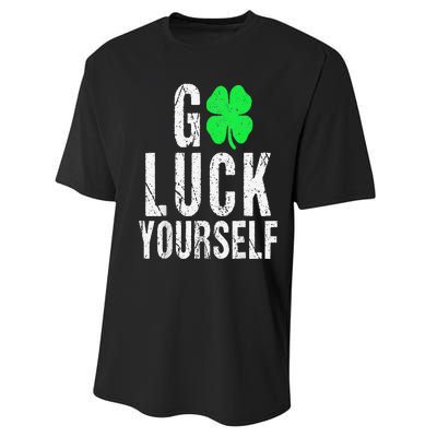 Saint Patrick's Day Good Luck Yourself Green Clover Performance Sprint T-Shirt