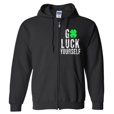 Saint Patrick's Day Good Luck Yourself Green Clover Full Zip Hoodie