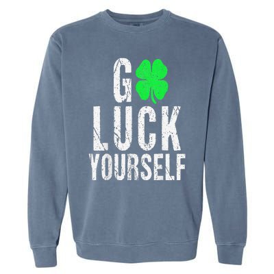 Saint Patrick's Day Good Luck Yourself Green Clover Garment-Dyed Sweatshirt