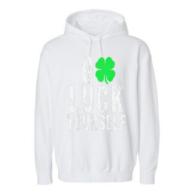 Saint Patrick's Day Good Luck Yourself Green Clover Garment-Dyed Fleece Hoodie