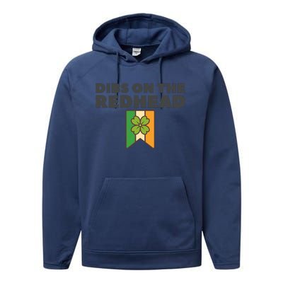 St PatrickS Day Dibs On The Redhead Funny Performance Fleece Hoodie