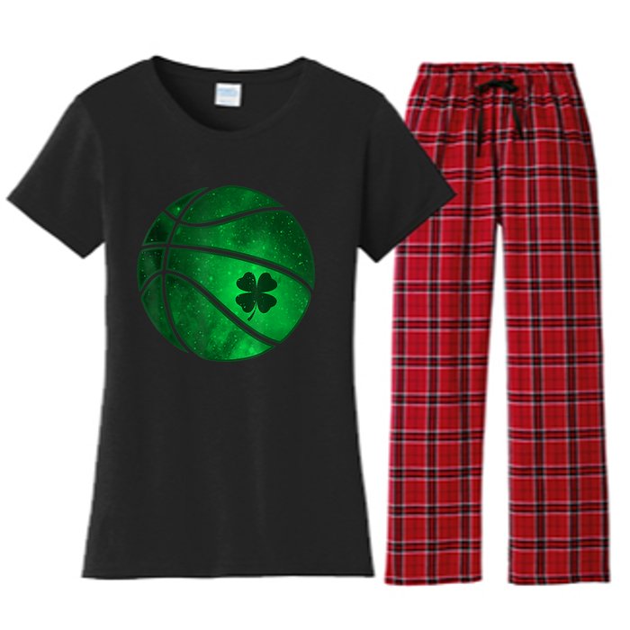 St Patricks Day Shirts Basketball Shamrock Lucky Clover Irish Women's Flannel Pajama Set