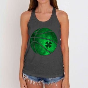 St Patricks Day Shirts Basketball Shamrock Lucky Clover Irish Women's Knotted Racerback Tank