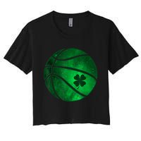 St Patricks Day Shirts Basketball Shamrock Lucky Clover Irish Women's Crop Top Tee