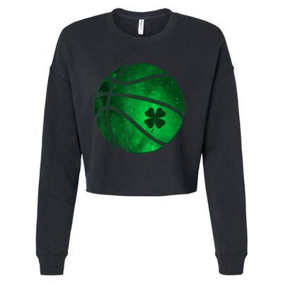 St Patricks Day Shirts Basketball Shamrock Lucky Clover Irish Cropped Pullover Crew