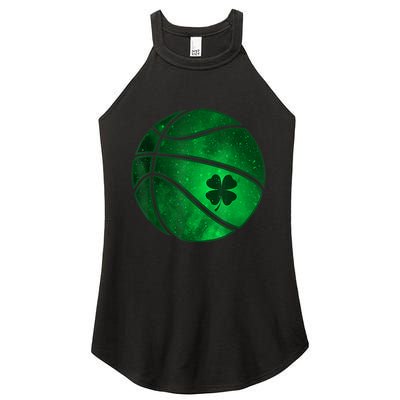 St Patricks Day Shirts Basketball Shamrock Lucky Clover Irish Women's Perfect Tri Rocker Tank