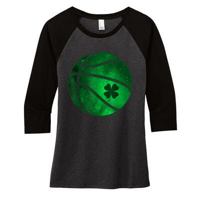 St Patricks Day Shirts Basketball Shamrock Lucky Clover Irish Women's Tri-Blend 3/4-Sleeve Raglan Shirt