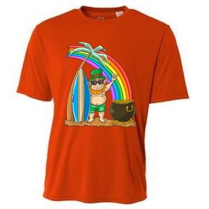 St Patricks Day Hawaii Surfing Leprechaun Rainbow Cute Gift Cooling Performance Crew T-Shirt