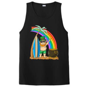 St Patricks Day Hawaii Surfing Leprechaun Rainbow Cute Gift PosiCharge Competitor Tank