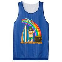 St Patricks Day Hawaii Surfing Leprechaun Rainbow Cute Gift Mesh Reversible Basketball Jersey Tank