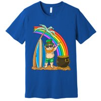 St Patricks Day Hawaii Surfing Leprechaun Rainbow Cute Gift Premium T-Shirt