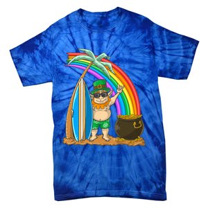 St Patricks Day Hawaii Surfing Leprechaun Rainbow Cute Gift Tie-Dye T-Shirt