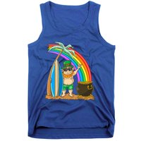 St Patricks Day Hawaii Surfing Leprechaun Rainbow Cute Gift Tank Top