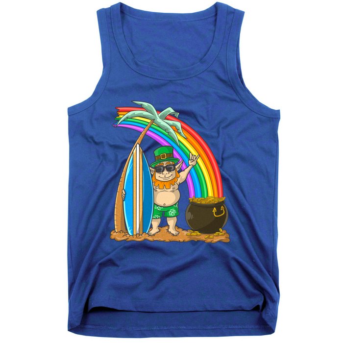 St Patricks Day Hawaii Surfing Leprechaun Rainbow Cute Gift Tank Top