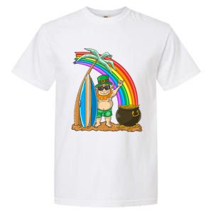 St Patricks Day Hawaii Surfing Leprechaun Rainbow Cute Gift Garment-Dyed Heavyweight T-Shirt