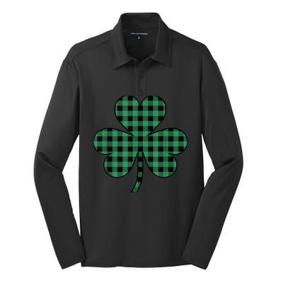 St Patricks Day Shirt Irish Wo  Plaid Graphic Shamrock Silk Touch Performance Long Sleeve Polo