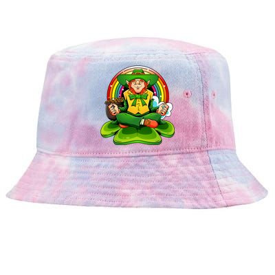 St Patricks Day Irish Yoga Leprechaun Meditating Yogi Patty Cool Gift Tie-Dyed Bucket Hat